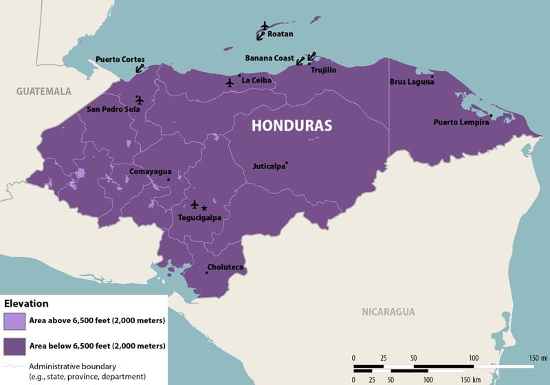 ਨਕਸ਼ਾ ਦੇ Honduras zika