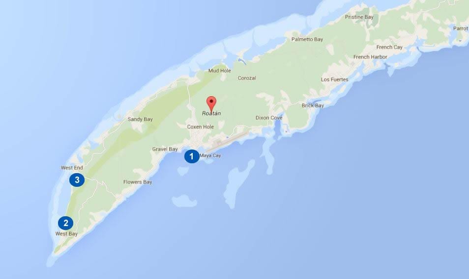 ਨਕਸ਼ਾ ਦੇ Honduras ਅਤੇ roatan