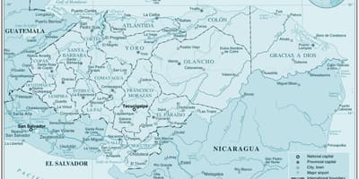 ਨਕਸ਼ਾ ਦੇ ਸਰੀਰਕ, ਨਕਸ਼ਾ ਦੇ Honduras